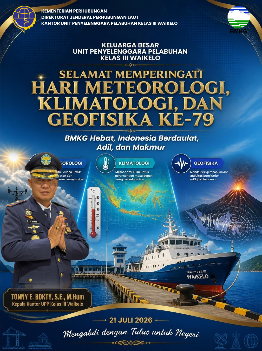 Keluarga besar UPP Waikelo mengucapkan terima kasih kepada BMKG atas informasi cuaca dan peringatan dini yang sangat membantu keselamatan pelayaran. BMKG Hebat, Indonesia Berdaulat! 🇮🇩💙 